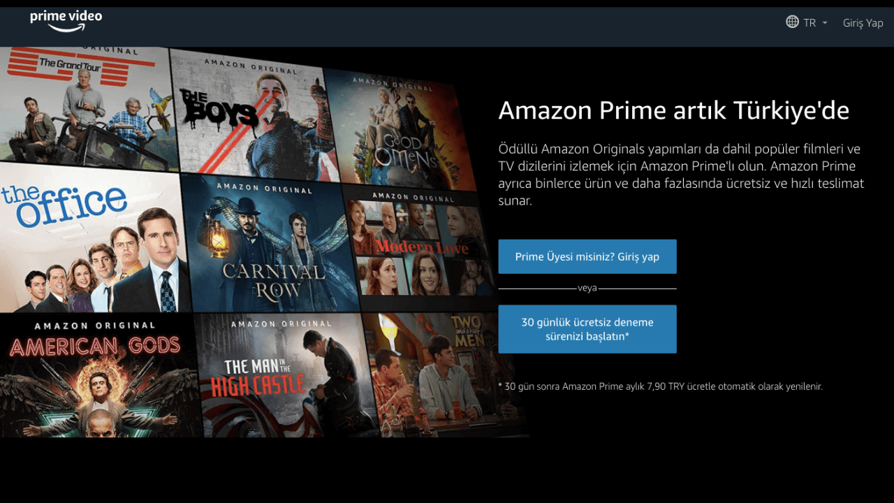 Amazon Prime Türkiye’ye Giriş Yaptı