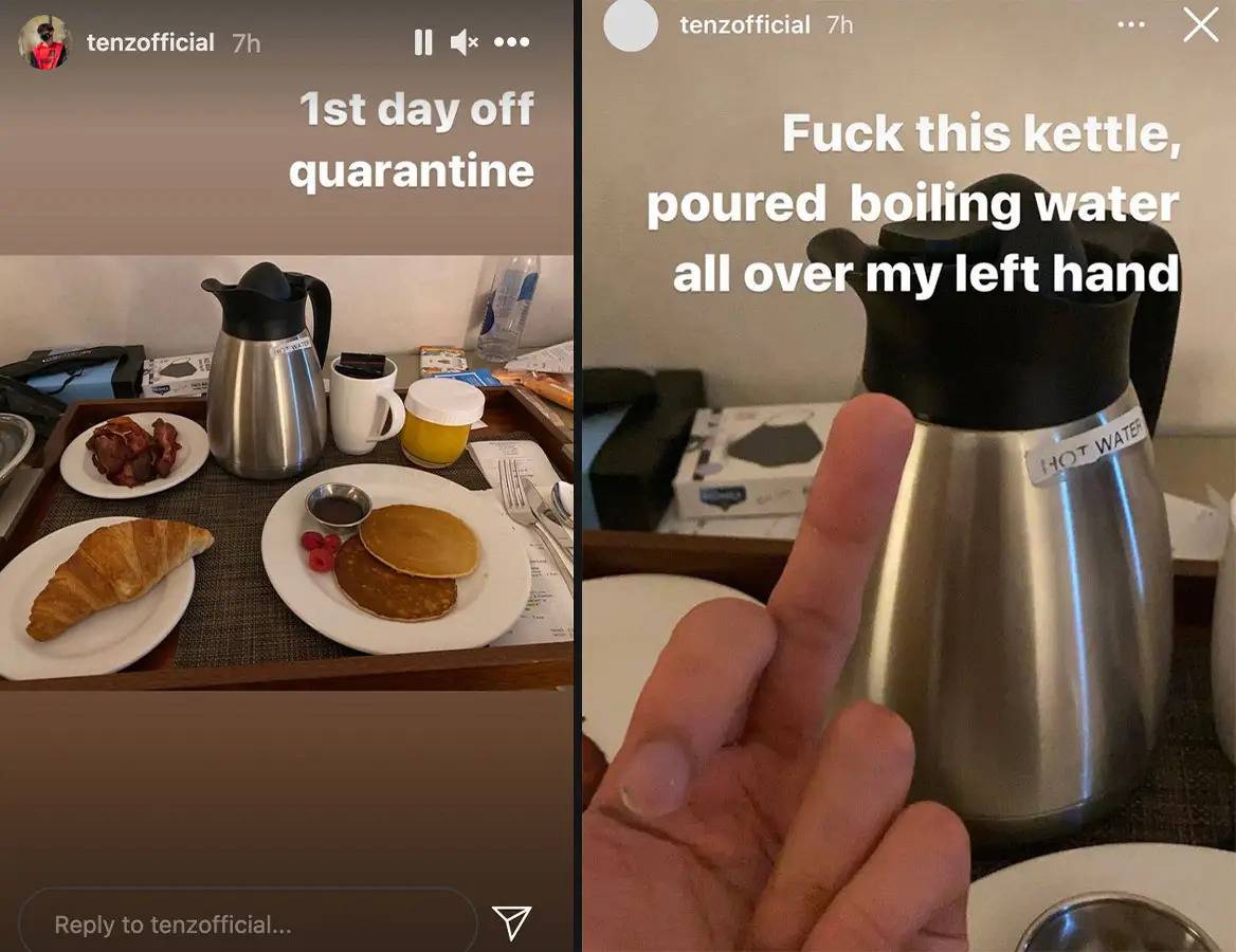 TenZ hot water insta story