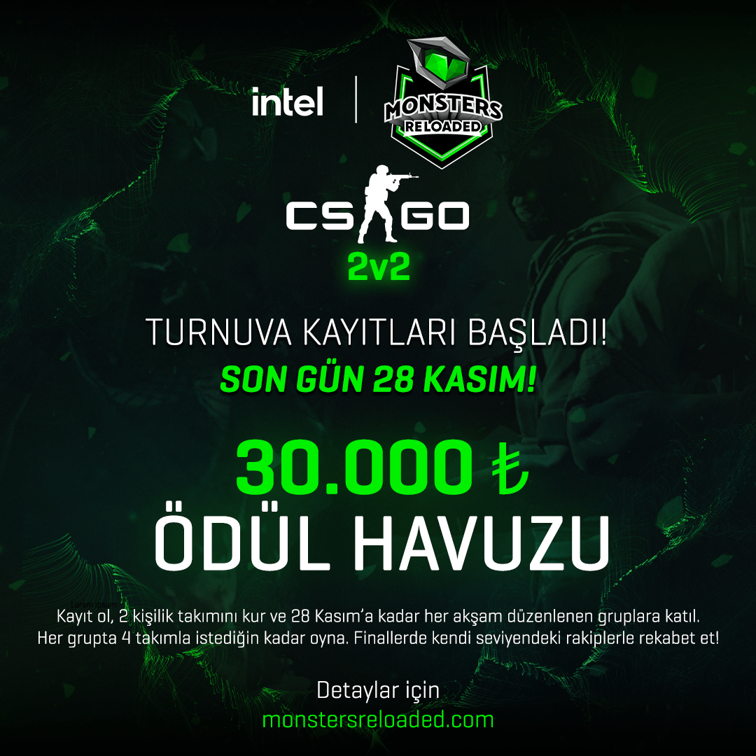 Intel Monsters Reloaded CS:GO 2v2 Turnuva Kayıtları Başladı!